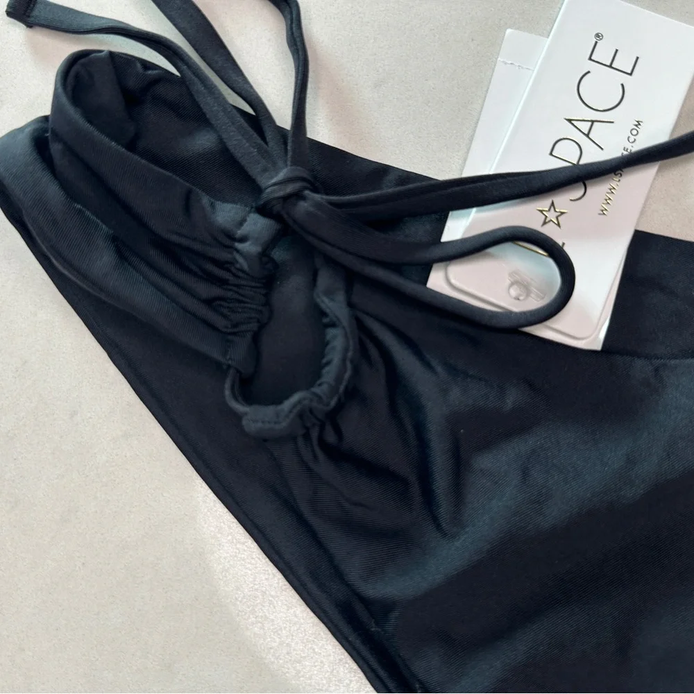 L*Space Dawn Amal Black Bikini Set | Strapless Bandeau + Side-Tie Bottom | NWT M - Picture 10 of 15